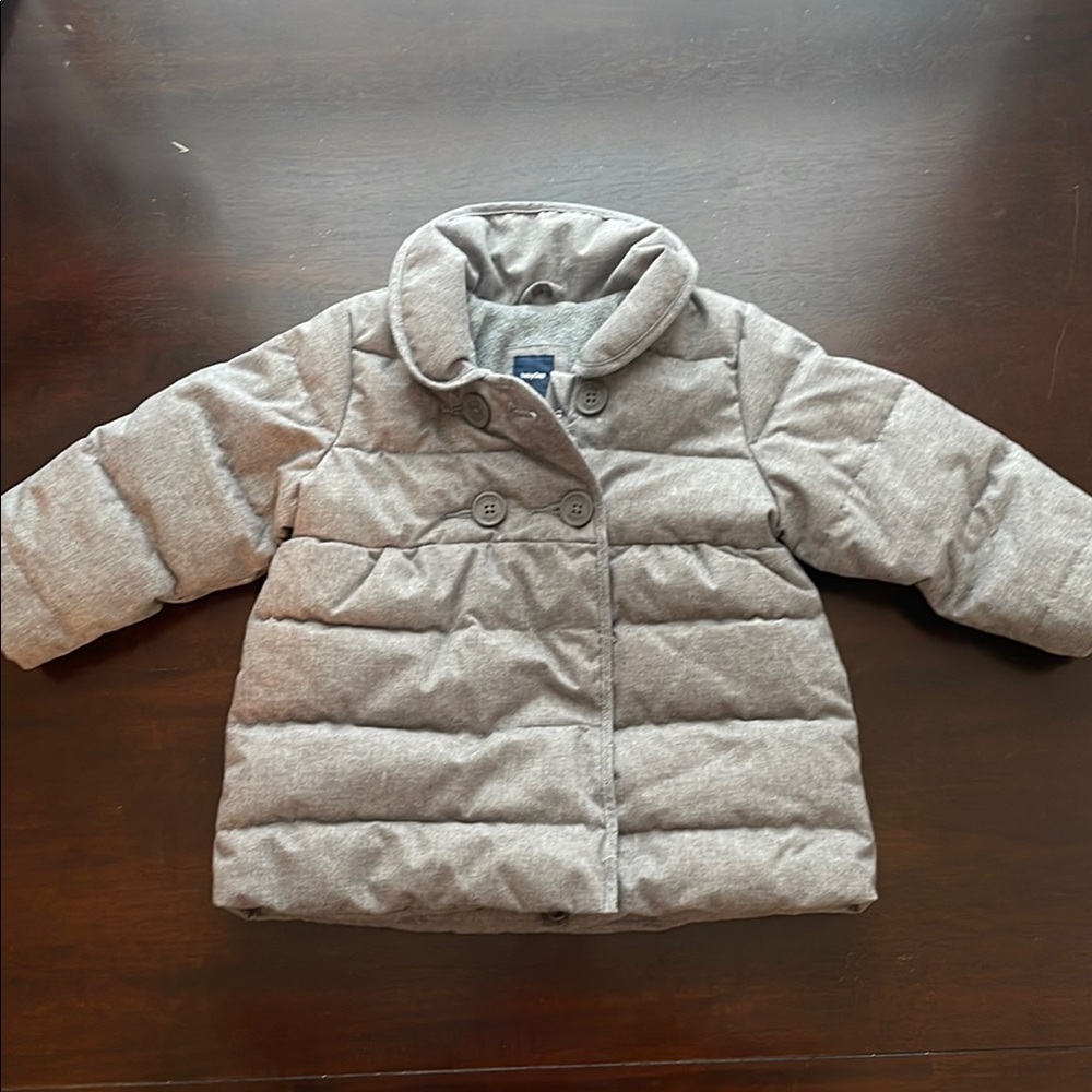 GAP Gray Puffer Jacket with High Collar